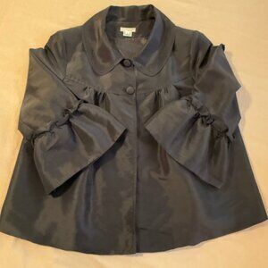 Grace Chuang Black Evening Pouf‎ Trapeze & Swing Jacket Ruffle Sleeves Size XL